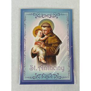 Vintage St. Anthony Prayer Card With Medal Pendant Necklace NOS B